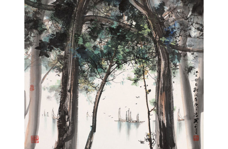 冯骥才画作赏析《树间舟》2008